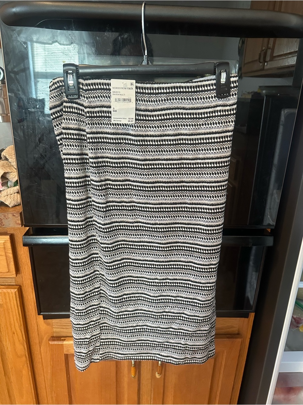 NWT Bobeau Black & White Striped Knit Pencil Skirt
